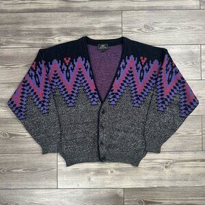 Vintage Sears Patterned Cardigan Sweater